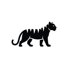 Obraz premium Black silhouette of a tiger walking side profile