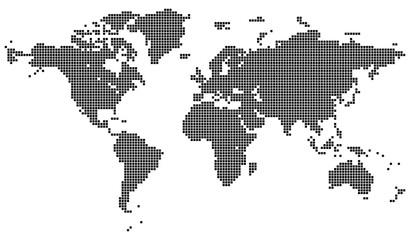 Realistic vector squire shape world map feathering abstract country boundary. Geometric squire shape world map illustration of global topography. Ideal for design, infographics, and business use.