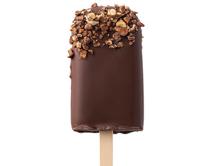Obraz premium Chocolate covered ice cream bar with nut topping
