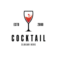 cocktail logo design wine glass icon vector design template
