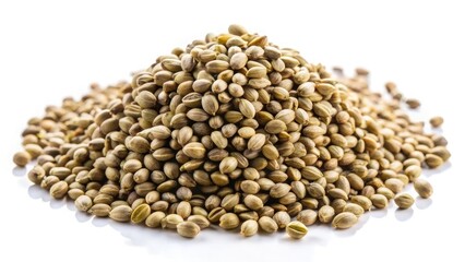Fototapeta premium Pile of Hemp Seeds on a White Background