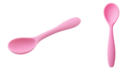 Set of two pink plastic spoons