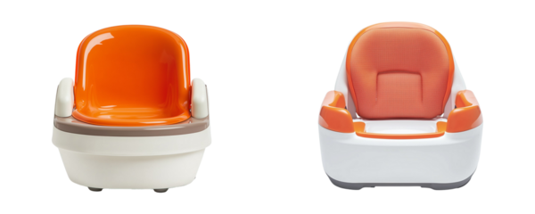 Set of two orange baby booster seat for feeding and playtime