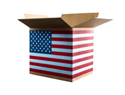 American Flag Box: A Patriotism Concept isolated tranparent background - Powered by Adobe