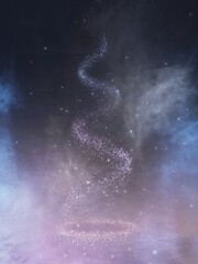 Obraz premium Glitter Trail in Purple Haze — Sparkling Fantasy Particle Path on Smoky Background