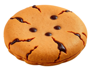 Close-up of a delicious chocolate chip cookie on a transparent background