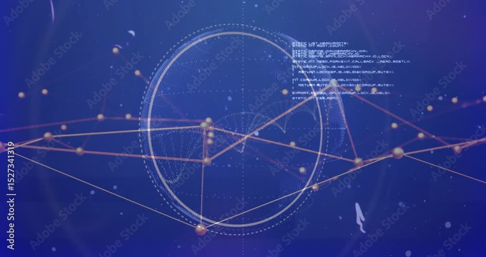 Aufkleber clear sphere appearing center initiating golden nodes forming network rotating visualizing data