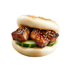 Delicious Asian-Style BBQ Pork Belly Bao Bun with Cucumber