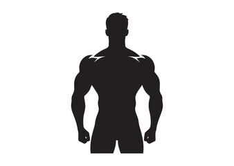 A man with a muscular build is standing Silhouette Vector