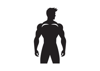 Fototapeta premium A man with a muscular build is standing Silhouette Vector