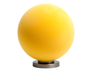 Yellow Sphere Object with Metallic Base Rendered on Transparent Background