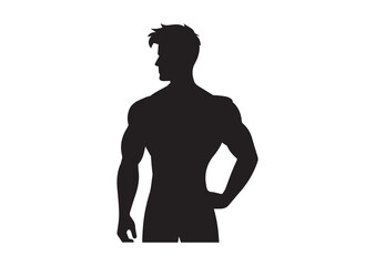 Fototapeta premium A man with a muscular build is standing Silhouette Vector