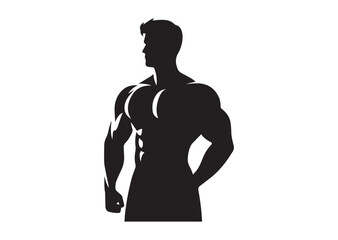 Fototapeta premium A man with a muscular build is standing Silhouette Vector