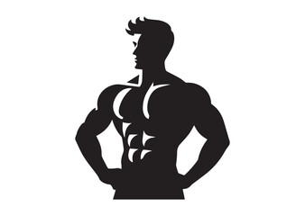 Fototapeta premium A man with a muscular build is standing Silhouette Vector