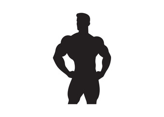Obraz premium A man with a muscular build is standing Silhouette Vector