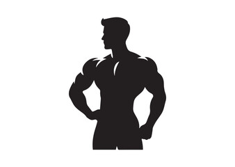 Fototapeta premium A man with a muscular build is standing Silhouette Vector