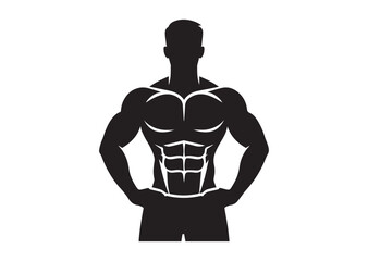 A man with a muscular build is standing Silhouette Vector