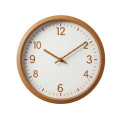 Simple wall clock with wooden frame displaying time against a plain background