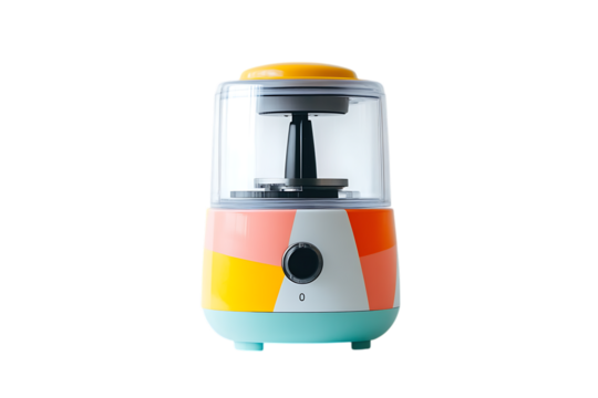 A colorful electric pencil sharpener isolated on white background