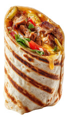 Chicken wrap close up view isolated on transparent background