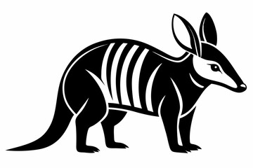 Fototapeta premium Black and white illustration of a nine banded armadillo