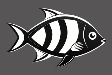 Fototapeta premium Simple Black and White Illustration of a Striped Fish