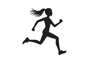 Obraz premium A Girl running Silhouette Vector
