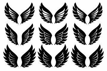 Fototapeta premium Twelve Unique Black Wing Designs Perfect for Logos and Tattoos