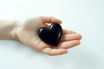 A child's tender hand gently cradles a symbolic, polished heart, representing love, care, and compassion, captured in a serene and evocative composition.