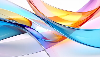 Fototapeta premium captivating abstract 3D glass reflections with smooth curves and hues on a white background