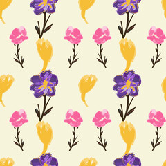 Bright watercolor feminine seamless pattern.