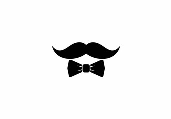 Black mustache and bow tie