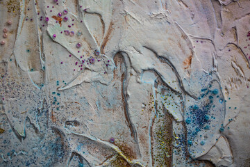 A vibrant abstract painting created by hand using traditional paint techniques, showcasing rich textures, bold color