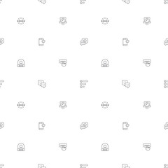 Seamless pattern with Review And feedback icon on white background. Included the icons as customer, rating, star rating, chat, testimonials, survey, support, communication, sign And Other Elements.