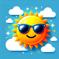 Icon sun with sunglasses
