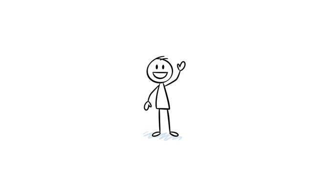Simple Joy: A Stick Figure Waving Hello, Representing Friendship, Positivity, and Approachability in a Lighthearted and Universally Appealing Way