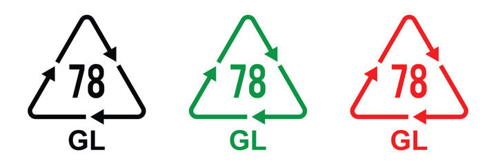 Recycling code vector icon set. Recycle icons set. Plastic, Batteries, Paper, Metals, Organic Biomatters, Glass and composites symbols. Recycling codes for plastics, recycle, vector, icons in eps 10.