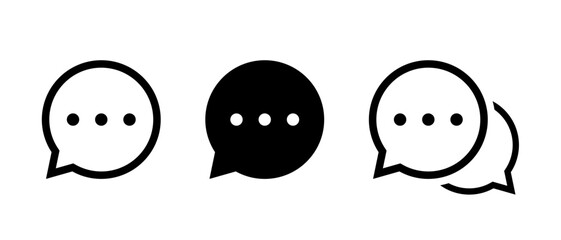 Round speech bubble, message, chat icon set. Comment, SMS sign symbol
