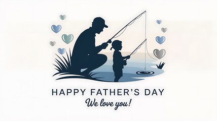 A father and child fishing together, a heartwarming Father's Day scene.