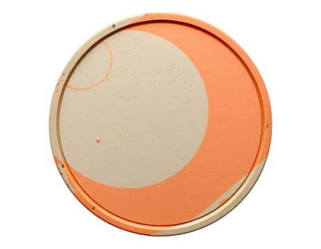 Aesthetic Round Tray with Orange and Cream Colors