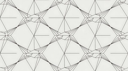 Abstract geometric seamless pattern with interconnected lines forming hexagonal shapes, creating a complex and intricate design.