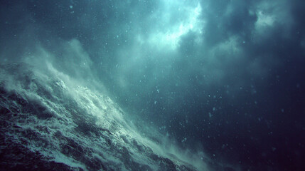 Fototapeta premium Dramatic image of a stormy sea with dark clouds and a sense of impending danger