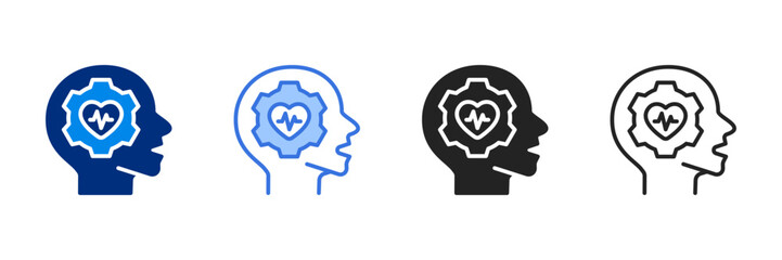 Psychology Icon Set Multiple Style Vector Illustration