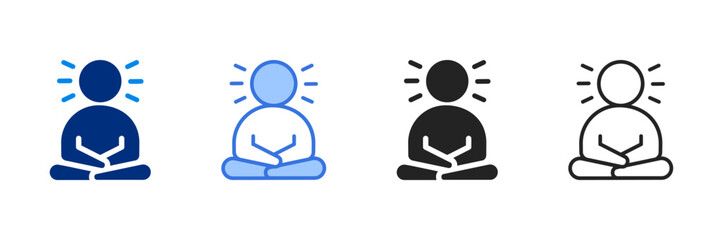 Meditation Icon Set Multiple Style Vector Illustration