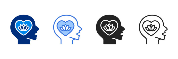 Mental Health Icon Set Multiple Style Vector Illustration