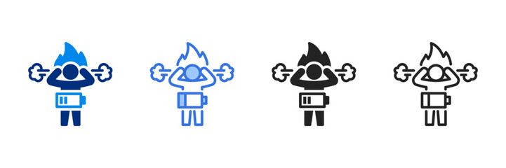 Burnout Icon Set Multiple Style Vector Illustration