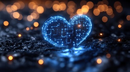 Abstract glowing heart, digital art