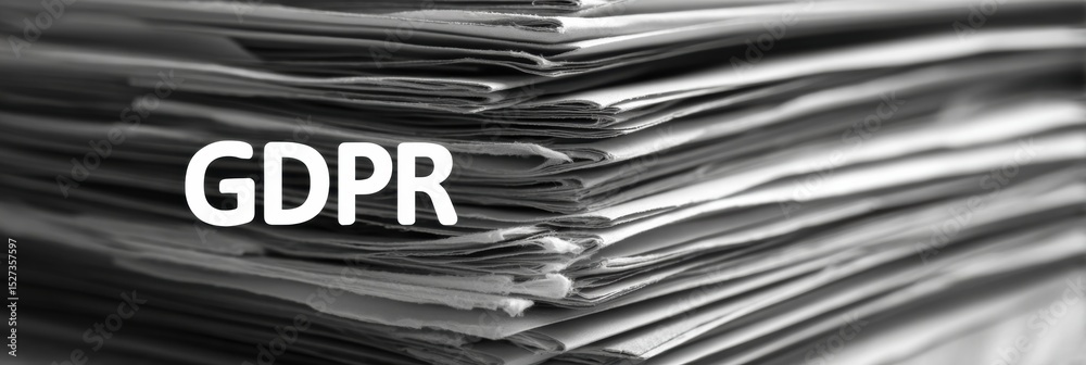 Poster GDPR Compliance Highlighted Over Layered Data Files in Digital Workspace
