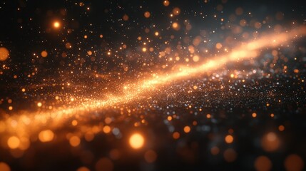 Abstract golden particles flowing
