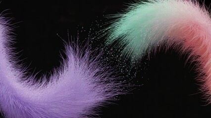 Obraz premium Flowing Pastel Fur Ribbons on Black — Abstract Motion Energy